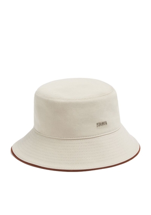 Zegna Cotton-Wool Logo Bucket Hat