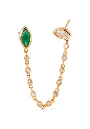 Shay Yellow Gold, Diamond And Emerald Duo Chain Link Single Stud Earring