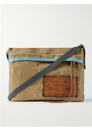 Acne Studios - Andemer Leather-Trimmed Appliquéd Coated-Canvas Messenger Bag - Men - Neutrals
