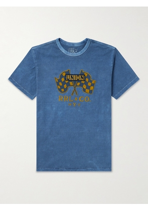 RRL - Logo-Flocked Cotton-Jersey T-Shirt - Men - Blue - XS