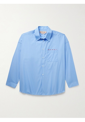 Marni - Logo-Print Cotton-Poplin Shirt - Men - Blue - IT 44