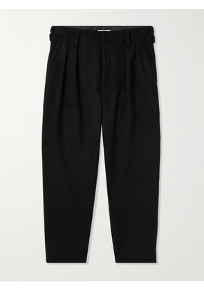 WTAPS - Tapered Straight-Leg Pleated Brushed Wool-Blend Trousers - Men - Black - M