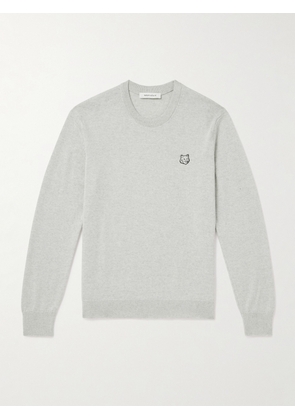 Maison Kitsuné - Slim-Fit Logo-Appliquéd Wool Sweater - Men - Gray - XS