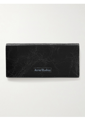 Acne Studios - Logo-Print Cracked-Leather Bifold Wallet - Men - Black