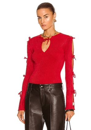 Bottega Veneta Rib Velvet Sweater in Scarlet - Red. Size L (also in ).