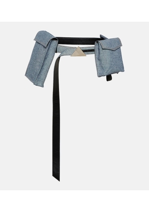 The Attico Denim and leather belt with pockets