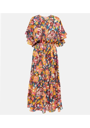 Eres Piment floral silk and cotton midi dress