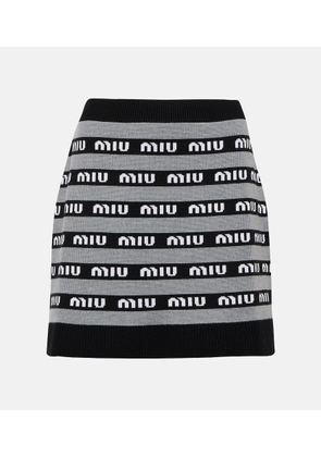Miu Miu Logo jacquard wool miniskirt