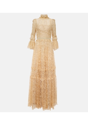 Costarellos Ruched lace gown