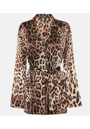 Dolce&Gabbana Leopard-print stretch-silk satin top