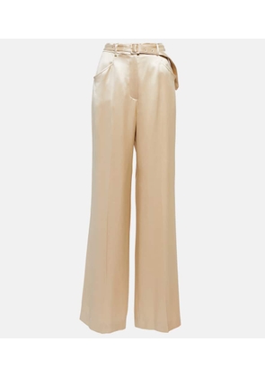 Gabriela Hearst Belted high-rise silk pants