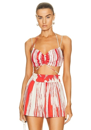 SILVIA TCHERASSI Travis Top in Coral Red Palm Print - Red. Size XS (also in S).