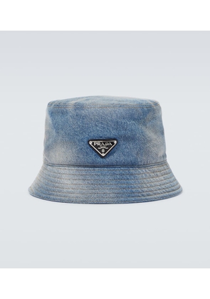 Prada Logo denim bucket hat