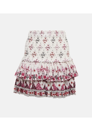 Marant Etoile Naomi printed smocked cotton miniskirt