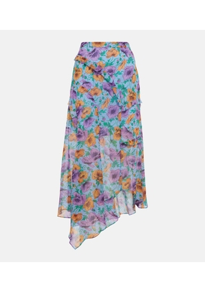 Veronica Beard Eleonora floral silk midi skirt