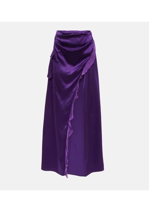 Didu Asymmetric silk satin maxi skirt