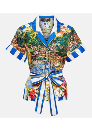 Dolce&Gabbana Portofino printed belted silk shirt