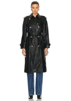 Burberry Leather Double Breasted Trench Coat in Black - Black. Size 0 (also in ).