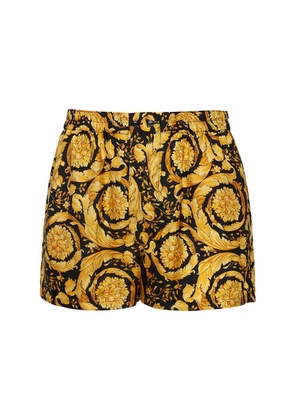 Barocco Print Silk Loungewear Shorts