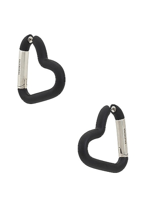 Balenciaga Love Clip Earrings in Matte Black & Antique Silver - Black. Size all.