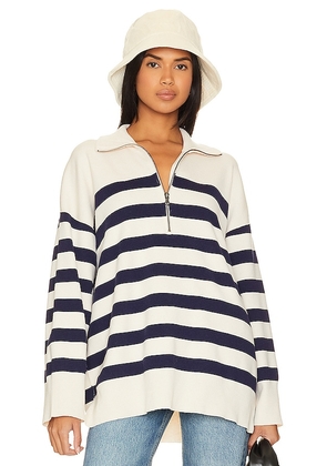 Free People Coastal Stripe Pullover in Navy. Size L, M, XL, XS.
