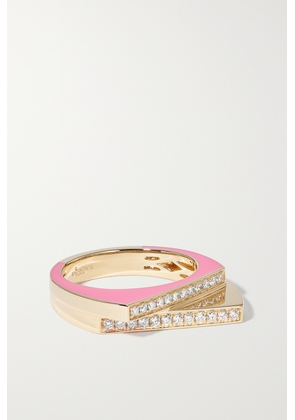 Rainbow K - Handcuff 14-karat Gold, Diamond And Enamel Ring - Pink - 3,5,6