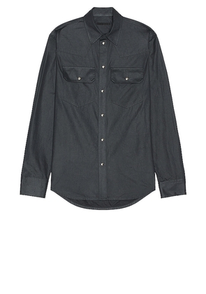 Helmut Lang Wester Shirt in Slate. Size L, S, XL/1X.