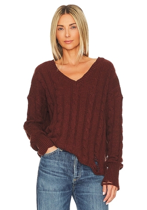 NSF Everlyn V-Neck Sweater in Burgundy. Size S.