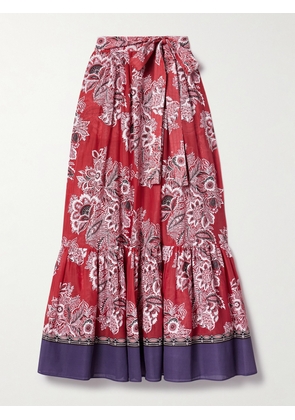 Etro - Belted Printed Cotton And Silk-blend Voile Midi Skirt - Pink - IT36,IT38,IT40,IT42,IT44,IT46,IT48,IT50