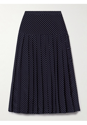 Alessandra Rich - Pleated Polka-dot Silk-crepe Midi Skirt - Blue - IT36,IT38,IT40,IT42,IT44,IT46