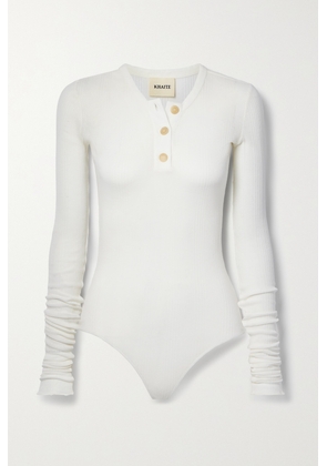 KHAITE - Janelle Ribbed Cotton-blend Bodysuit - Off-white - x small,small,medium,large,x large