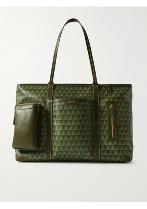 Anya Hindmarch - I Am A Plastic Bag In-flight Leather-trimmed Coated-canvas Tote - Green - One size