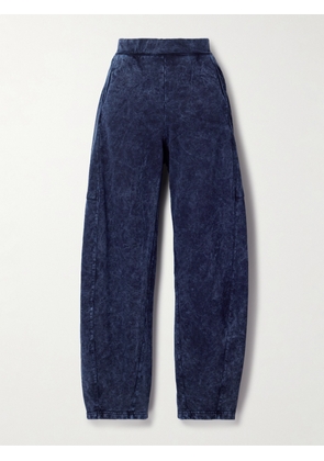 Tibi - Winslow Acid-wash Cotton-jersey Wide-leg Track Pants - Blue - xx small,x small,small,medium,large,x large