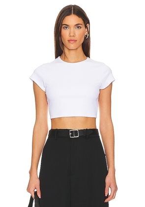 Susana Monaco Ribbed Crop Tee in White. Size L, M, S, XL.