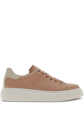 Ferragamo Vara-chain lace-up leather sneakers - Neutrals