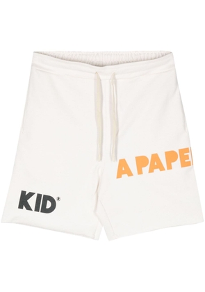 A Paper Kid logo-print cotton shorts - White
