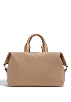 Zegna logo-lettering suede holdall - Neutrals