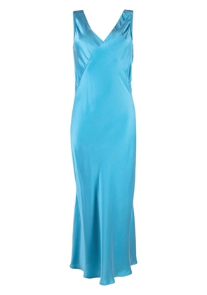 Asceno Bordeaux silk slip dress - Blue