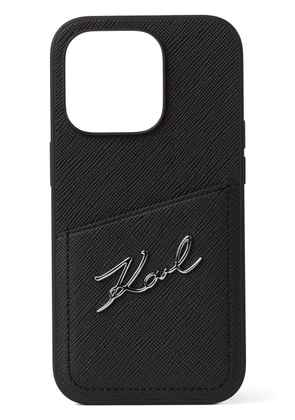 Karl Lagerfeld signature logo card slot iPhone 13 Pro case - Black