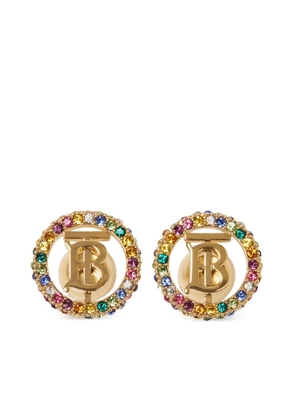 Burberry monogram embellished stud earrings - Gold