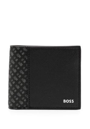 BOSS monogram-print bi-fold wallet - Black