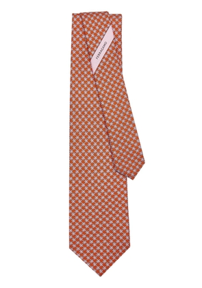 Ferragamo Tortoise-print silk tie - Orange