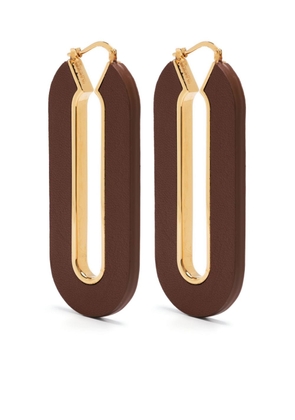 Jil Sander Precious Wildness oval leather earrings - Brown