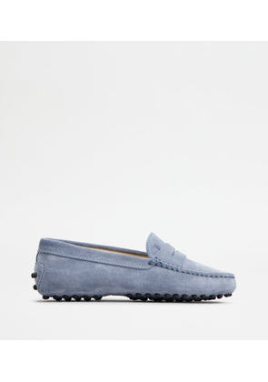 Tod's - Junior Gommino Driving Shoes in Suede, LIGHT BLUE, 28 - Junior Shoes
