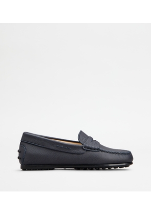 Tod's - Junior City Gommino Driving Shoes in Leather, BLUE, 28 - Junior Shoes