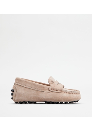 Tod's - Junior Gommino Driving Shoes in Suede, PINK, 21 - Junior Shoes