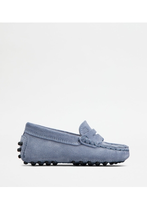 Tod's - Junior Gommino Driving Shoes in Suede, LIGHT BLUE, 21 - Junior Shoes