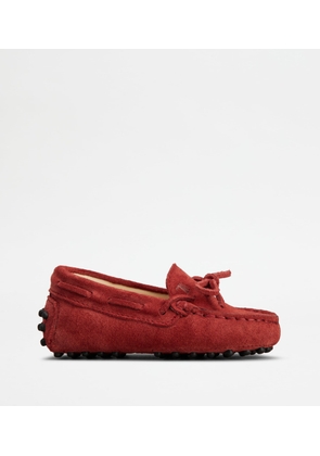 Tod's - Gommino Driving Shoes in Suede, RED, 21 - Junior Shoes
