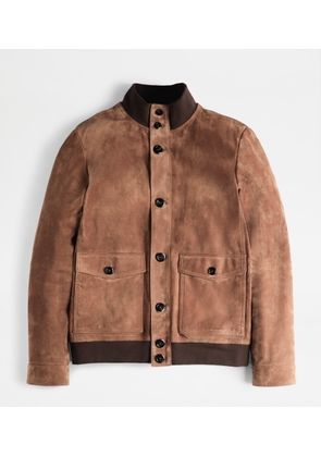 Tod's - Bomber Jacket in Suede, BROWN, L - Coat / Trench