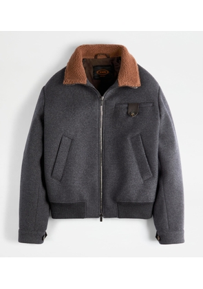 Tod's - Aviator Bomber Jacket in Wool, GREY, L - Coat / Trench